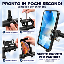 Carica l'immagine nel visualizzatore di Gallery, Porta Cellulare in Alluminio: per Bicicletta - eBike - Mtb - Monopattino Elettrico. Supporto Telefono, Installazione su 