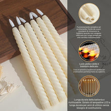 Carica l'immagine nel visualizzatore di Gallery, Candele Finte LED Senza Fiamma 6 Pezzi, 25.5cm Avorio con Telecomando e Timer, Candele Spiralate a Batteria Fiamma oscil