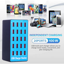 Carica l'immagine nel visualizzatore di Gallery, Caricatore Multiplo, Stazione di Ricarica a 20 Porte USB da 100W/20A, Hub di Alimentazione Compatibile Con iPhone 15/14/