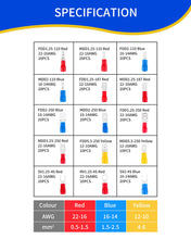 Carica l'immagine nel visualizzatore di Gallery, Set da 280 capicorda elettrici – 15 tipi di faston elettrici isolati maschio e femmina, assortimento di capicorda elettr