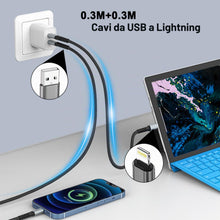 Carica l'immagine nel visualizzatore di Gallery, Cavo i-Phone Apple Certificato MFi 0.3M 2Pezzi, Cavo USB Ca-vo Ricarica i-Phone Nylon Cavetto iP-hone Filo Caricatore iP