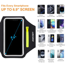 Carica l'immagine nel visualizzatore di Gallery, HAISSKY Fascia da Braccio con Tasca Auricolari per Smartphone fino a 6,9"