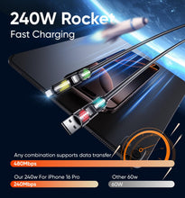 Carica l'immagine nel visualizzatore di Gallery, MAGIC JOHN Cavo USB-C 4 in 1 240 W, Cavo di Ricarica Rapida e Sincronizzazione Dati, Compatibile con iPhone, iPad, Samsu