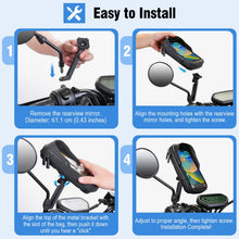 Carica l'immagine nel visualizzatore di Gallery, Porta Cellulare Moto Impermeabile, Porta Telefono Motocicletta con 360 Gradi Rotabile Supporto Cellulare Scooter Specchi