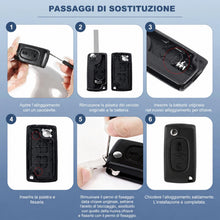 Carica l'immagine nel visualizzatore di Gallery, 2 Tasti Guscio Chiave Auto CE0536, C2 C3 C4 C5 C6 C8 207 307 308 407 5008