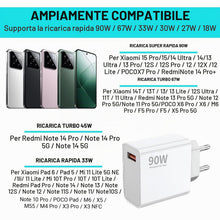 Carica l'immagine nel visualizzatore di Gallery, Caricatore Rapido 90W con Cavo USB C 6A 2M per Xiaomi