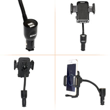 Carica l'immagine nel visualizzatore di Gallery, 3 in 1 Supporto smartphone per auto Porta cellulare auto con Doppia USB e Braccio Regolabile 360° Visualizza la tensione