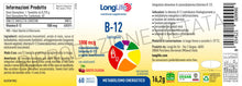 Carica l'immagine nel visualizzatore di Gallery, LongLife® B12 1000 mcg | Vitamina B12 | Formula esclusiva sublinguale ad alto dosaggio | Elevato assorbimento | 2 mesi d