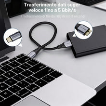 Carica l'immagine nel visualizzatore di Gallery, Cavo Hard Disk Micro B 3.0 a USB C 20cm, cavi dati 5 Gbps, Cavo da ricarica Type C a Micro B Maschio/Maschio 0.2m, Compa