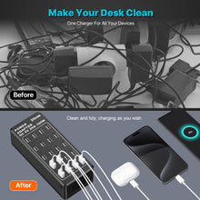 Carica l'immagine nel visualizzatore di Gallery, Caricatore USB 100 W, Stazione di Ricarica USB-A da Tavolo a 20 Porte
