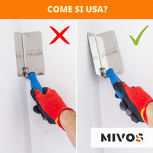 Carica l'immagine nel visualizzatore di Gallery, Mivos 2x Cazzuole Angolari Antiruggine 120 x 60 mm - Cazzuola Angolare Interna ed Esterna in Acciaio Inox - Cazzuola per