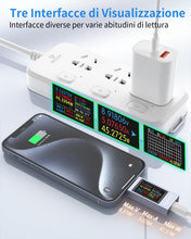 Carica l'immagine nel visualizzatore di Gallery, 360W Tester USB C Multimetro Digitale 4-30V 0-12A USB Voltmetro Volt Amperometro, Tester di Tensione e Corrente Rilevato