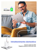 Carica l'immagine nel visualizzatore di Gallery, Caricatore USB C, 2 Pezzi Caricabatterie Rapido 20W, 2Porto Presa USB Caricatore Multiplo PD &amp; QC3.0 Carica Cellulare, S