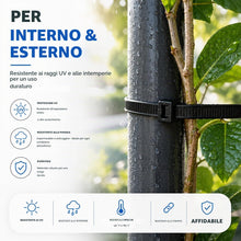 Carica l'immagine nel visualizzatore di Gallery, Set di 100 fascette stringicavo in nero, corte e lunghe, antistrappo e resistenti ai raggi UV, di diverse lunghezze (150