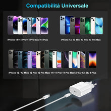 Carica l'immagine nel visualizzatore di Gallery, Caricatore iPhone Certificato Apple MFi, Caricabatterie USB C da 25W per iPhone 14/13/12/11/Pro Max Plus Mini SE XR X XS