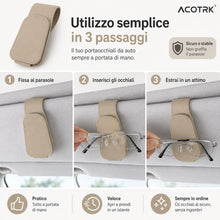 Carica l'immagine nel visualizzatore di Gallery, Porta Occhiali Auto, Portaocchiali da Sole per Aletta Parasole con Clip, Supporto per Occhiali da Vista, Biglietti, Cart