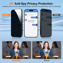 Carica l'immagine nel visualizzatore di Gallery, QHOHQ 3 Pezzi Pellicola Privacy per iPhone 17 + 1 Set Protezione Fotocamera, 25°Anti-Spy Vetro Temperato, [12 Piedi Anti