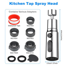 Carica l'immagine nel visualizzatore di Gallery, OSDUE Kit Aeratore, Rubinetto da Cucina Testa a Spruzzo, 360 ° Girevole Lavello Rubinetto Gorgogliatore, G1/2 Filtro Per