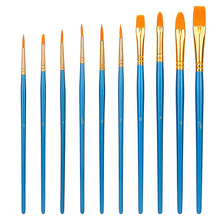 Carica l'immagine nel visualizzatore di Gallery, Amazon Basics Set di pennelli per dipingere, 10 diverse misure, per artisti, adulti e bambini, Confezione singola, Blu