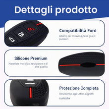 Carica l'immagine nel visualizzatore di Gallery, Custodia in silicone compatibile con chiavi auto Ford a 3 tasti (solo Keyless Go) – Custodia protettiva di alta qualità 