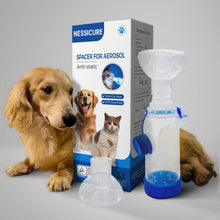 Carica l'immagine nel visualizzatore di Gallery, Distanziatore per inalatore per cani o gatti con 2 misure di mascherine, camera di aerosol con indicatore di flusso resp