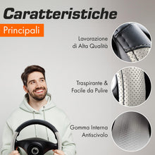 Carica l'immagine nel visualizzatore di Gallery, Upgrade4cars Coprivolante Auto Bianco Nero Finta Pelle Universale 37-38 cm