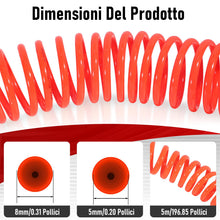Carica l'immagine nel visualizzatore di Gallery, Tubo Aria Compressa 5m Tubo Spirale PU 5×8mm Rosso | Accessori Compressore Aria con Attacchi Rapidi