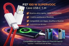 Carica l'immagine nel visualizzatore di Gallery, P37 100 W SUPERVOOC Cavo USB-C 1 m – Cavo ricarica ultra-rapida per OPPO (Reno 12 / Reno 12 Pro/Reno 13 / Find X8 / Find