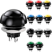 Carica l'immagine nel visualizzatore di Gallery, Gebildet 12pcs 12mm Impermeabile Pulsante Momentaneo SPST ON/OFF 3A/3V-5V-9V-12V-24V-230VAC, Lockless Mini Rotondo Botto
