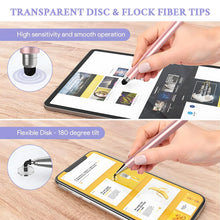 Carica l'immagine nel visualizzatore di Gallery, JEYORZY 6pz Pennini stilo 2 in 1 per touch screen, con disco trasparente e punta in silicone ad alta sensibilità, pennin