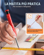 Carica l'immagine nel visualizzatore di Gallery, Nicpro 2 pezzi CP1000 matita carpentiere con temperino, portamine da carpentiere con 26 ricariche, pennarelli a punta lu