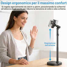 Carica l'immagine nel visualizzatore di Gallery, Porta Cellulare da Tavolo Nero, Supporto Telefono Scrivania con Base Robusta, Regolabile in Altezza e Angolazione per iP
