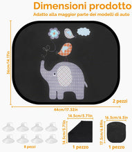 Carica l'immagine nel visualizzatore di Gallery, Parasole per auto con protezione UV (set da 2), 44 x 36 cm, parasole per bambini con 8 ventose, protezione solare per fi