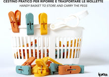Carica l'immagine nel visualizzatore di Gallery, IPEA Mollette per il Bucato con Cestino in Plastica - 36 PEZZI - Super Leggero con Ganci - Mollette Colorate con Cestello per Appendere e Stendere Vestiti, Biancheria, Accessori - Stendibiancheria