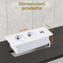 Carica l'immagine nel visualizzatore di Gallery, Multipresa da Tavolo a Scomparsa, Presa da Incasso con 2 Prese e 2 USB, Cavo da 1,5 m, per Piano di Lavoro, Tavolo da Co