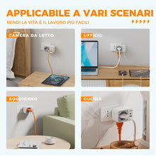 Carica l'immagine nel visualizzatore di Gallery, TESSAN Multipresa 2 USB, 2 Prese IT e 1 Schuko, Multipresa da Parete, 10A