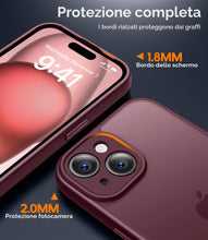 Carica l'immagine nel visualizzatore di Gallery, FLLAO Cover iPhone 15 con Vetro Temperato - Borgogna
