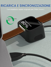 Carica l'immagine nel visualizzatore di Gallery, Caricabatterie USB da 1 m compatibile con Fitbit Versa 2 Dock di ricarica antiscivolo Supporto per cavo di ricarica per 