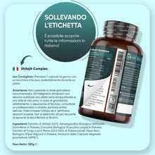 Carica l'immagine nel visualizzatore di Gallery, Shilajit Complex 18210mg, 120 Capsule Vegane, 1 al Giorno (per 4 Mesi), con Ashwagandha Bio, Curcuma Bio, Lions Mane Mus