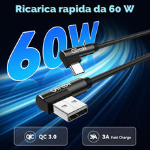 Carica l'immagine nel visualizzatore di Gallery, OTraki Cavo USB-C Corto 0.8 m Angolo Retto per Ricarica Rapida Portatile