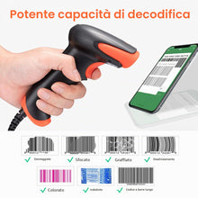 Carica l'immagine nel visualizzatore di Gallery, Tera 1500C Lettore di Codici a Barre USB Cablato 1D, Scanner CCD