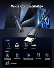 Carica l'immagine nel visualizzatore di Gallery, Adattatore USB C Jack 3,5mm, Adattatore USB C a Jack per cuffie 3.5 mm, USB Tipo C a Cavo Dongle Audio Aux per iPhone 16