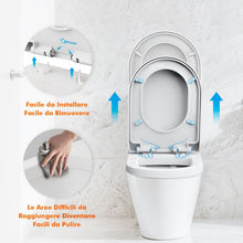 Carica l'immagine nel visualizzatore di Gallery, Ibergrif M41001 Sedile WC D Forma Chiusura Ammortizzata Bianco