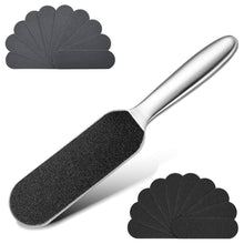 Carica l'immagine nel visualizzatore di Gallery, Acciaio Inox Raspa Piedi e 20pcs Carta Abrasiva, Lima strumenti piedi, Lima per Piedi e Talloni, Calli Remover Pedicure 