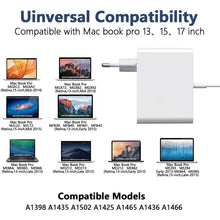 Carica l'immagine nel visualizzatore di Gallery, Caricabatterie MacBook Pro 85W, cavo di ricarica T-Tip, compatibile con Mac Book Pro 13" 15" 17" (2012 2013 2014 2015), 