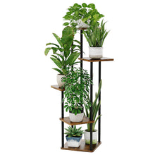 Carica l'immagine nel visualizzatore di Gallery, Bamworld Supporto per piante da interno, scaffale per piante da esterno in legno per più piante, a scala, a 5 livelli pe