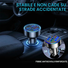 Carica l'immagine nel visualizzatore di Gallery, Caricabatterie Auto USB,4 USB + 2 PD Type-C con Display Digitale con Voltmetro LED Caricatore Accendisigari Rapido Unive