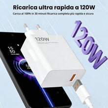 Carica l'immagine nel visualizzatore di Gallery, 120W Caricatore Alimentatore USB C Rapida con Tipo C Cavo 6A per Xiaomi