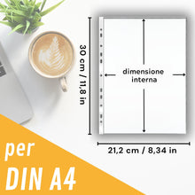 Carica l'immagine nel visualizzatore di Gallery, perfect line 200 Buste trasparenti anelli a4 perforate DIN-A4, bustine trasparenti, zigrinata, prive di acidi e valide p