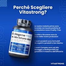 Carica l'immagine nel visualizzatore di Gallery, Vitastrong Collagene Idrolizzato con Vitamina C 2000mg, Acido Ialuronico